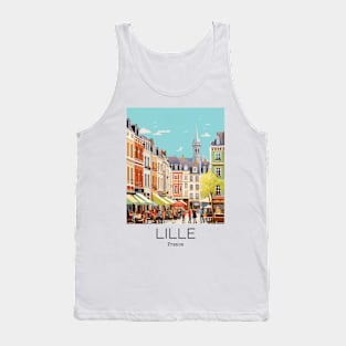 A Vintage Travel Illustration of Lille - France Tank Top